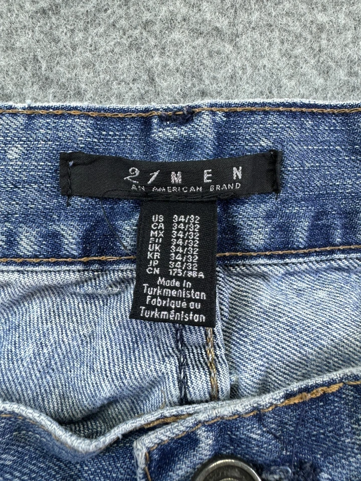 Pantalones de mezclilla 21 para hombre An American Brand 32x30 desgastados pintados personalizados Y2K PARIS @Monks Foto 3 de 4