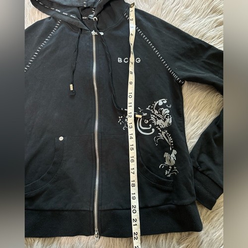 BCBGMaxazria Y2K Felpa con cappuccio nera cucita spessa L - Foto 5 di 6