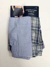 American Eagle Men  s 4  Plaid Stretch Button Fly Poplin Pocket Boxer Short Sz L