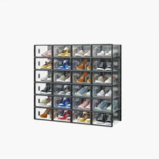 24pc Space Saving Foldable Shoe Rack Sneaker Container Bin Holder for Entryway