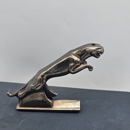 Vintage Jaguar Leaper Table Lighter Gunmetal Finish Figural Decor Untested