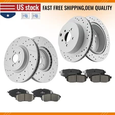 Front Rear Drilled Slotted Rotors And Brake Pads for 2014 - 2018 Subaru Forester