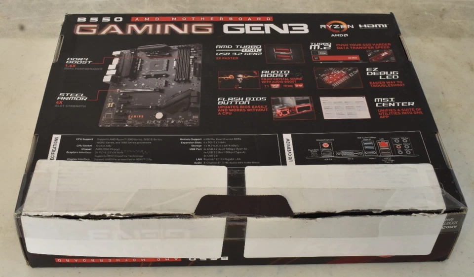MSI B550 Gaming GEN3 Gaming Motherboard (MOTHERBOARD ONLY) - USED - Image 4 of 4