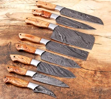 CUSTOM HAND MADE FORGED DAMASCUS STEEL CHEF SET KITCHEN KNIVES  1554
