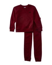 New Balance 2Pc Fleece Pullover Jogger Set Red L 7