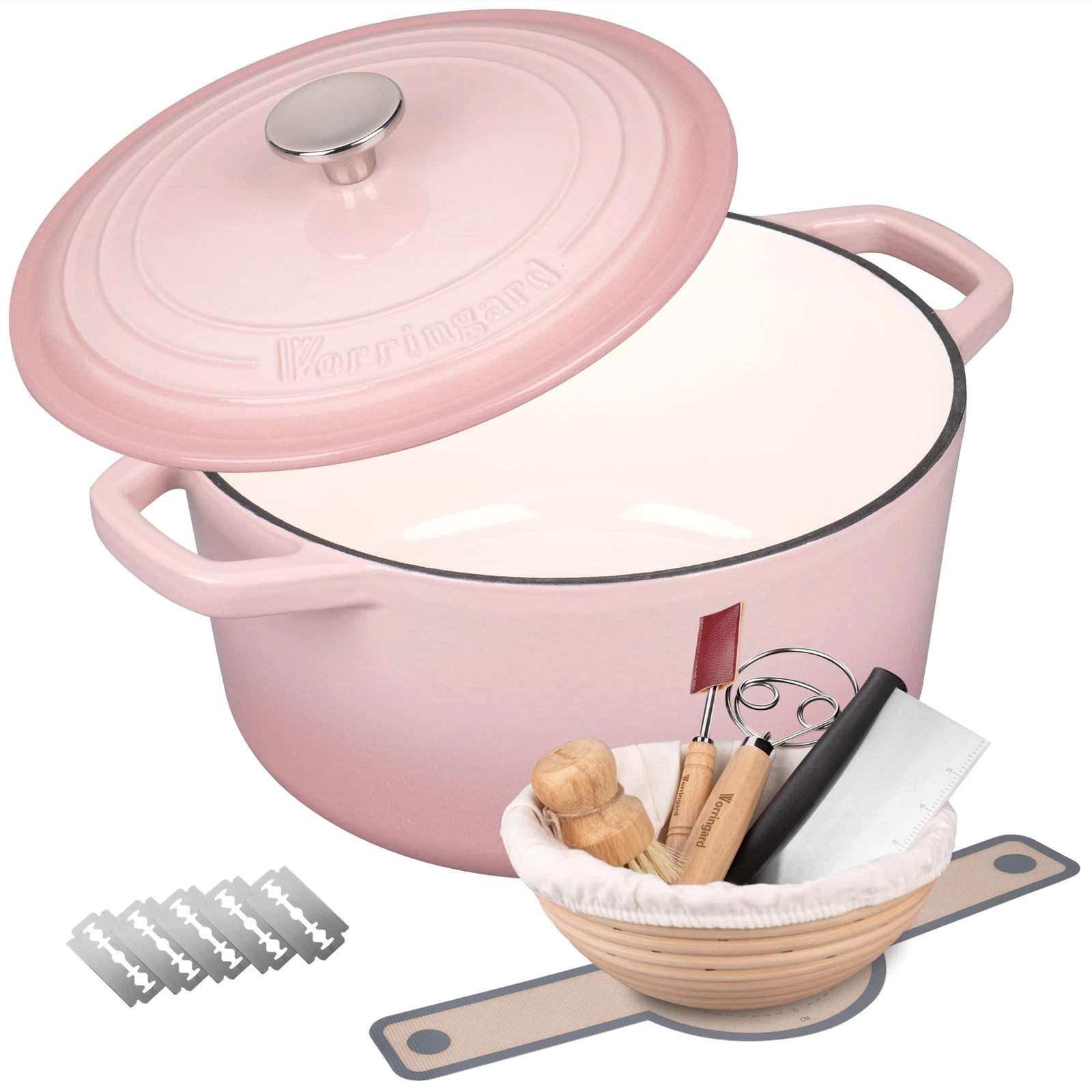 Enameled Cast Iron Dutch Oven Pot with Lid, for Bread Baking, Round Bread Ove...