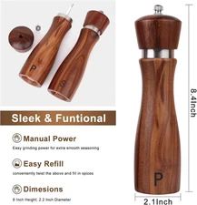 2 Pack Wooden Salt and Pepper Grinder Set, Salt and Pepper Shaker Tableware,C...