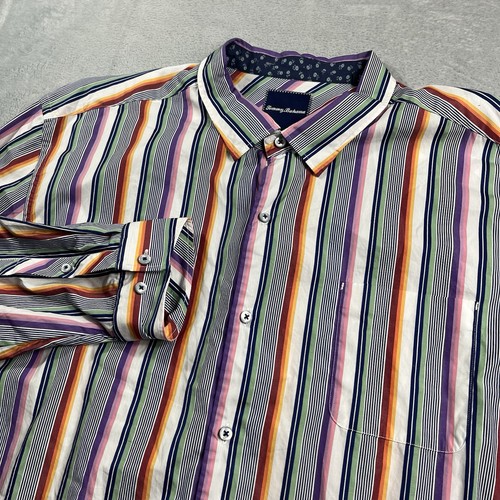 Tommy Bahama Men's 3XL Multicolor Striped Cotton Long Sleeve Casual Shirt