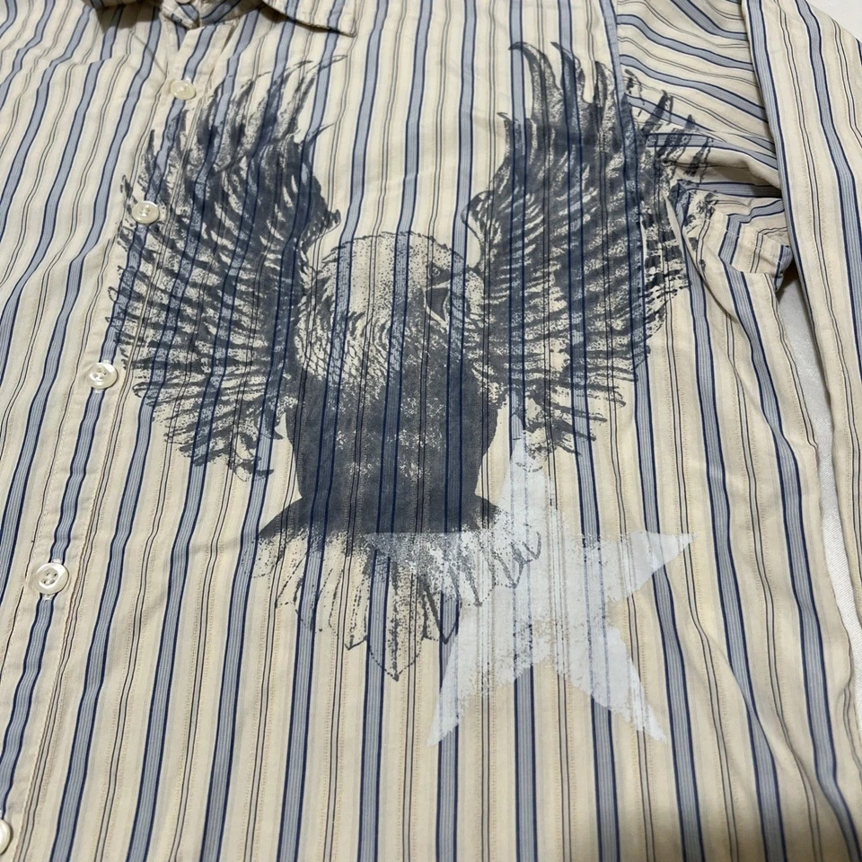 Guess Vintage 80s 90s Long Sleeve Button-Up Shirt Eagle Numbers Graphic Men M - Image 2 of 4