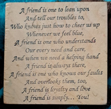 Wood Mounted Rubber Stamp Wood Block, Friend Theme Words  Phrases Poem