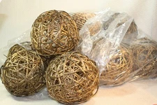 Set of 11 Gold Woven Wicker Grapevine Rustic Home Decor 7" Lg Round Sphere Balls