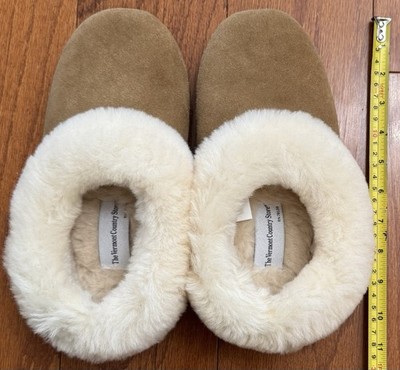 Vermont Country Store Slipper Tan Size 12M Leather Shearling Lined Slip On Women main image 4