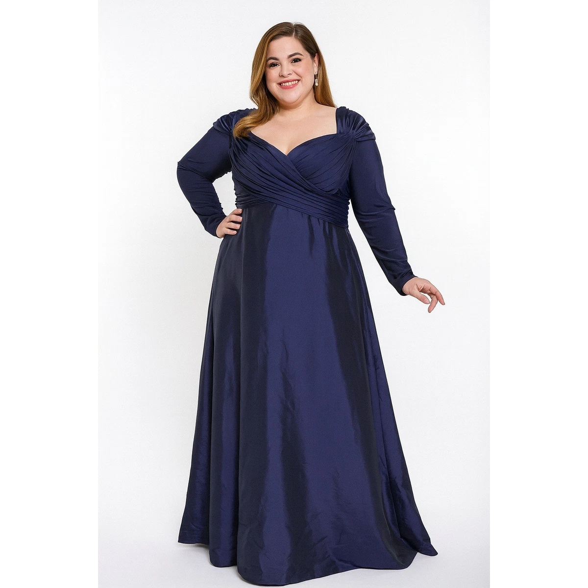 used plus size formal dresses for sale Final Sale Plus Size Off the Shoulder Ruffle Overlay Maxi Gown in Black main image 0