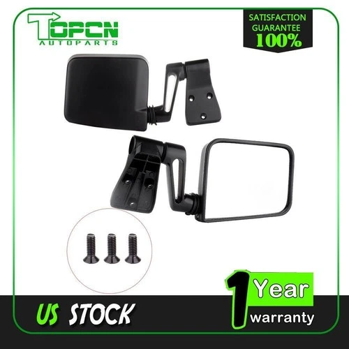For 87-02 Jeep Wrangler Truck LH+RH Side View Manual Exterior Mirrors Pair Set