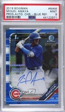 2019 Bowman Chrome Prospect Blue Refractor /150 Miguel Amaya PSA 9 MINT Auto fm0
