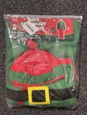 Christmas Santa Elf Set Child Halloween Costume Size 8-10 Red Green With Hat