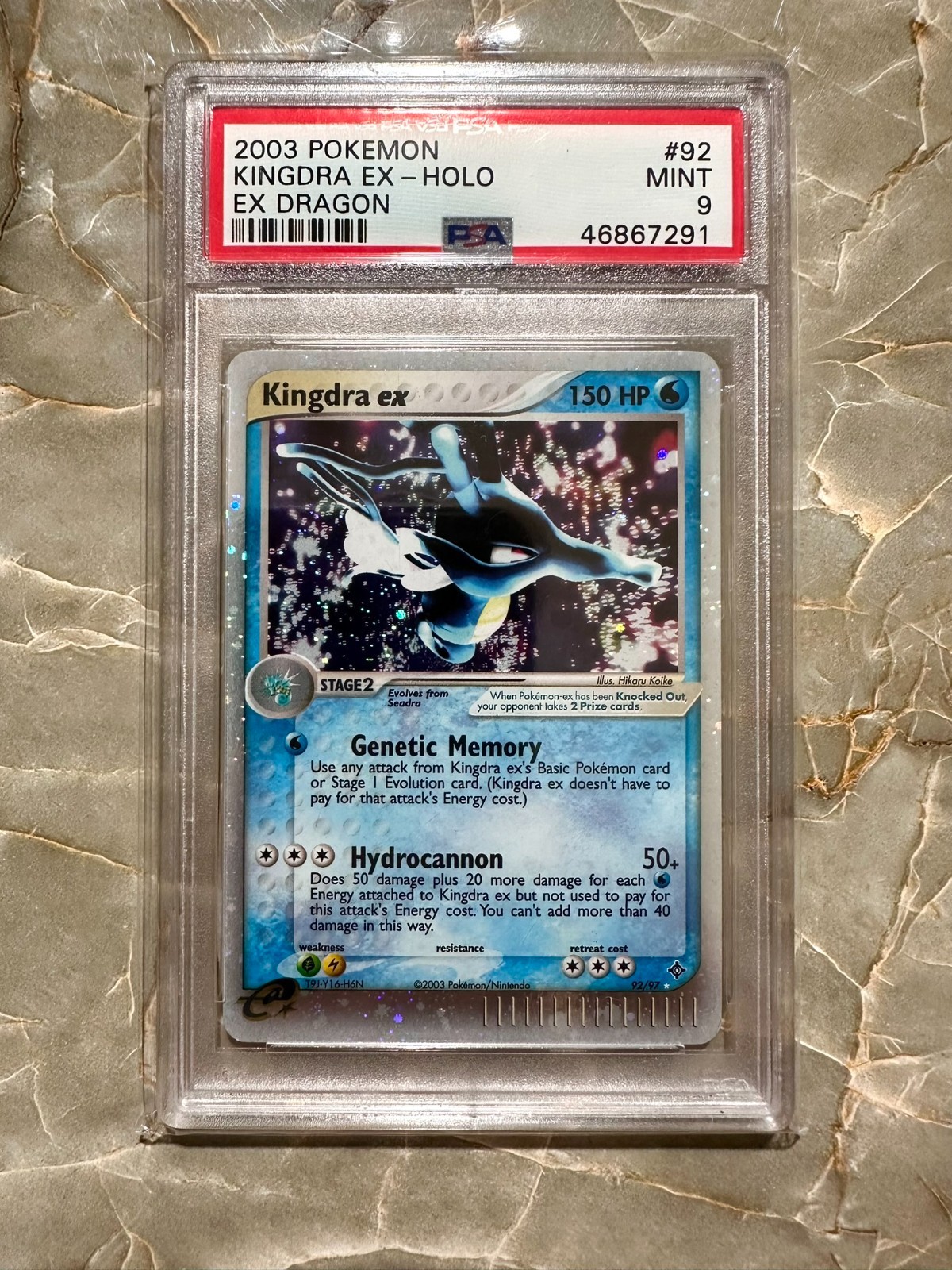 2003 Pokemon Kingdra EX Dragon Holo 92 PSA 9 E Reader Vintage MINT