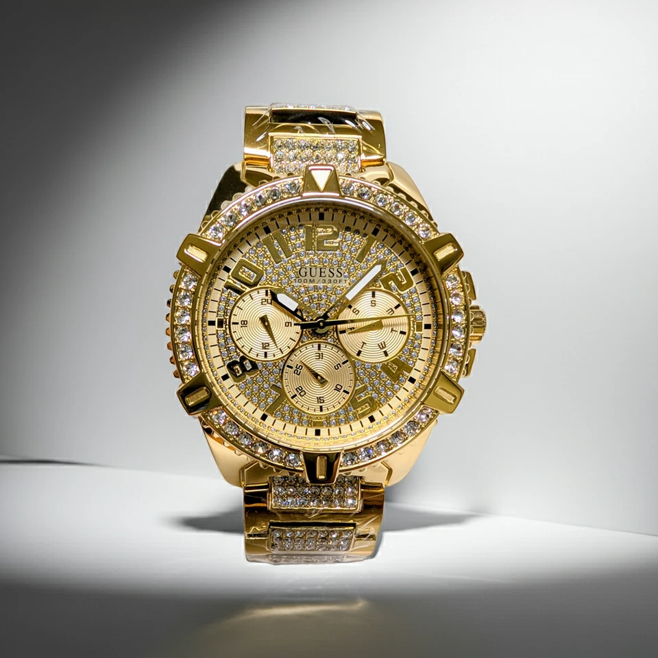 GUESS Mens Watch W0799G2 Gold Tone Multi-function crystals NEW - image 2 of 4