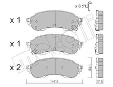 METELLI Bremsbelagsatz, Scheibenbremse 22-1375-0 für FORD USA VW
