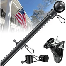Yeyebest 5 FT Flag Pole Kit for House 2 No-Tangle Rings Clips, Flag Holder