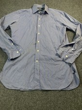 Polo Ralph Lauren Shirt Mens 15.5-34 Blue Striped Long Sleeve Regent Classic Fit