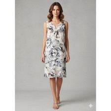 Calvin Klein Floral Scuba Sheath Dress Sz XL Sleeveless Poppy Stretch Career NEW