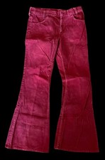Levi's Corduroy Red Jeans W 30 Inseam 30 Orig. 70's Hippie Bell Bottoms 1 Flaw