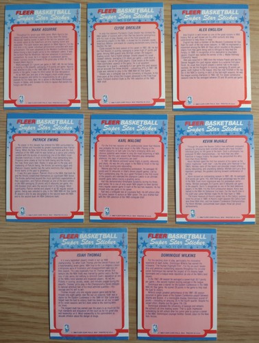 (8) 1988-89 Fleer🏀Stickers Cards Karl Malone Patrick Ewing Clyde Drexler 🇺🇸🏆 - Picture 10 of 10