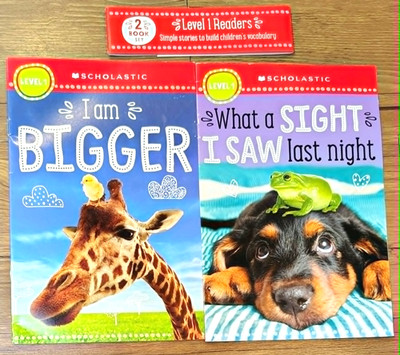 Scholastic Reader Level 1 Set of 2 Books Vocabulary -  Bigger, Sight I Saw