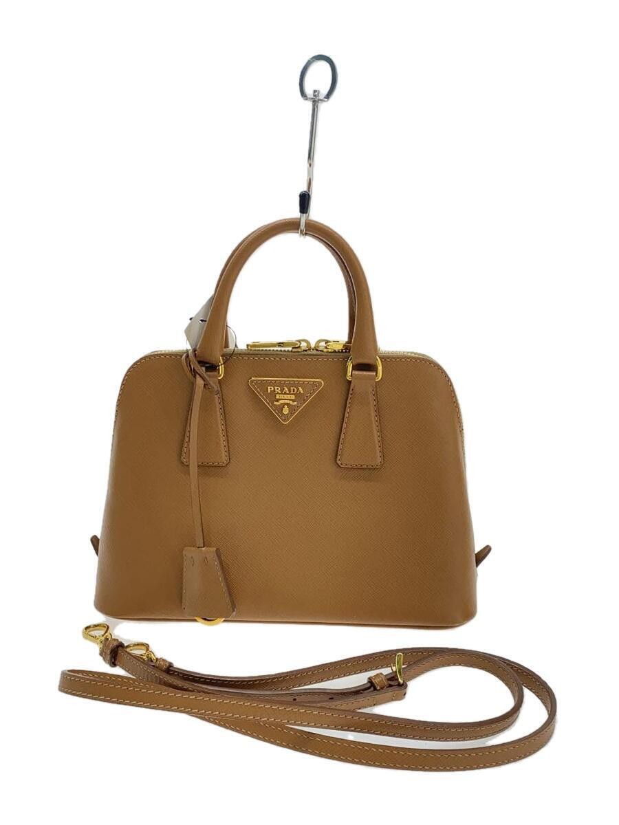 Prada Saffiano Lux Promenade Camel Leather 2-Way Tote Bag Bl0838  