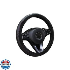 Tioollev Car Steering Wheel Cover, 15 inch Carbon Fiber Microfiber PU Leather