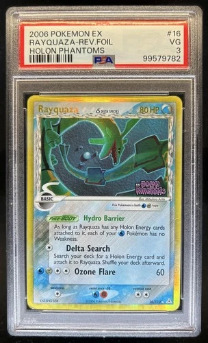 2006 Pokemon EX Holon Phantoms Rayquaza Delta Species Reverse Holo #16/110 PSA 3