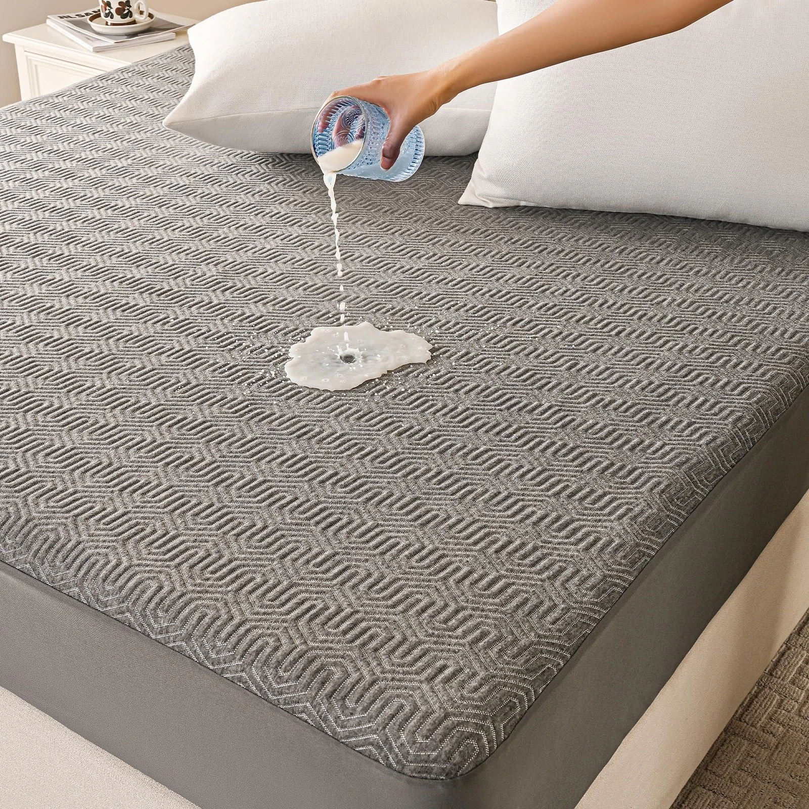 GRT Twin Mattress Protector Waterproof, Breathable Bamboo Charcoal Fiber