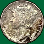 1944-S Mercury Dime Brilliant Uncirculated BU Coin #39248