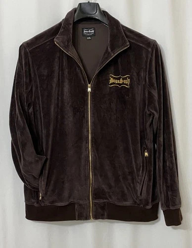 Dogg Supply by Snoop Velour Full Zip Jacket Rich Dark Brown and Gold Men’s XL - product listing photo