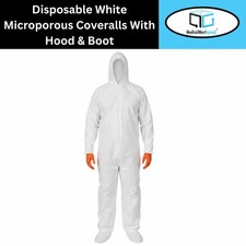 25 Pieces, 55G Microporous White Coverall with Hood, Size: 2X-Large 2XL