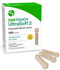 Ultra Soft 2 Lancets-Fine 30G for Blood Testing 100 Lancets in 1 Box 10/2026
