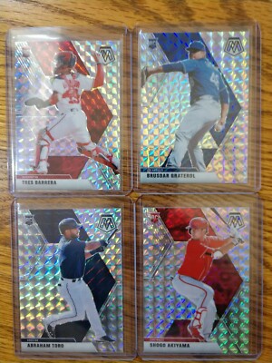Lot (4) 2020 Panini Chronicles Mosaic Prizm RC Barrera- Graterol- Toro- Akiyama