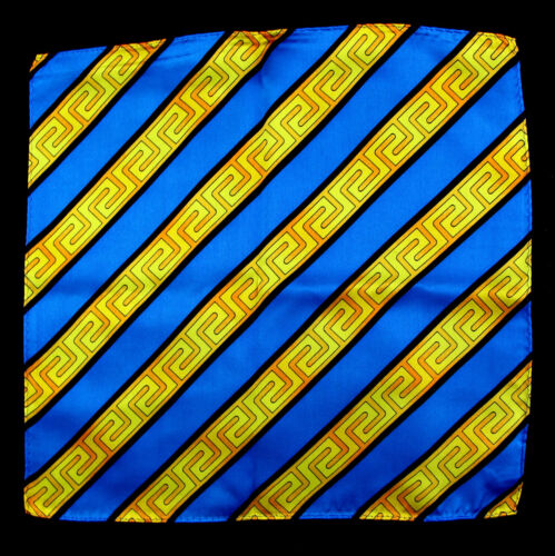 Men's Pocket Square Handkerchief Rush Limbaugh wedding Greek Key Silk Blue Hanky - Picture 2 of 3