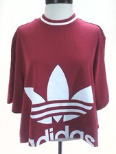 ADIDAS Cropped Tee Energy Pink Big Trefoil Logo T-shirt ED4754 Womens XL New