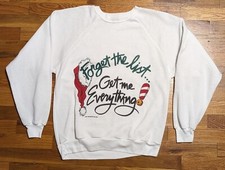 Vintage 1990 Christmas Sweatshirt - LARGE - "Get Me Everything" - 90s Ugly Santa