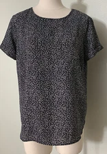 Lauren Conrad Womens Small Black Floral Front Pocket Blouse