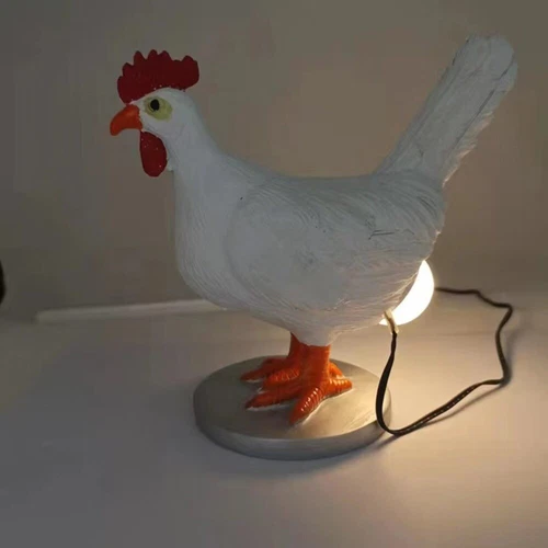 USB Chicken Egg Lamp 3D LED Night Light Resin Rooster Table Lamp Easter Birthday - Bild 11 von 11