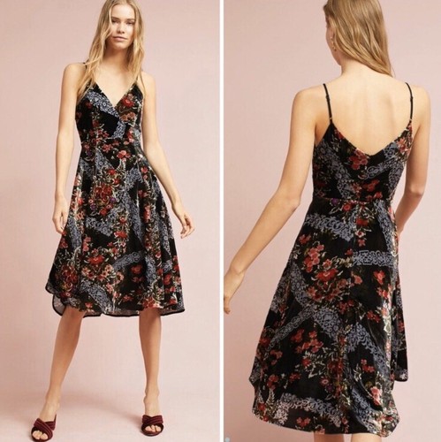 Anthropologie Floral Burnout Slip Dress 