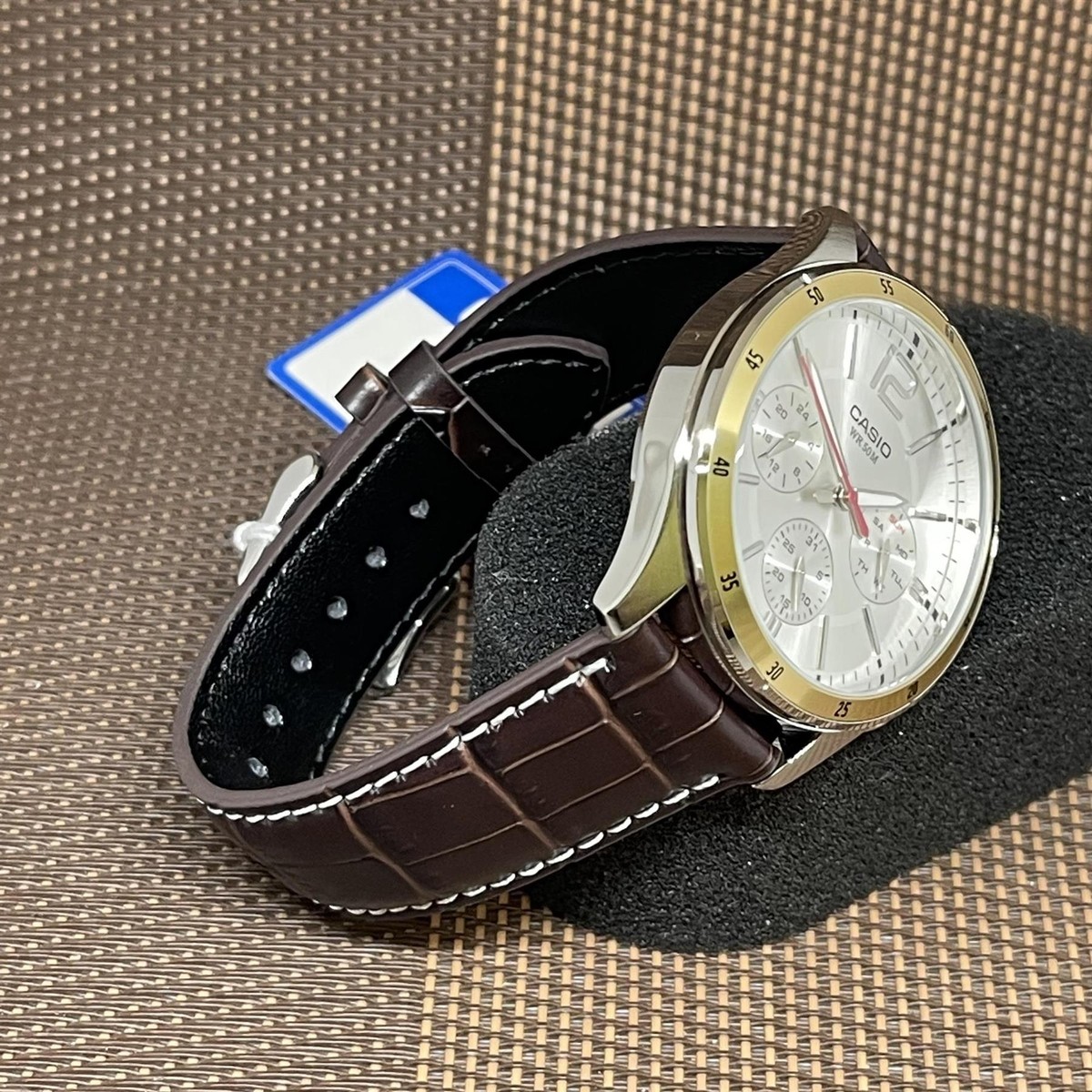 Casio MTP-1374L-7A Enticer Series Silver Dial Brown Leather Men's