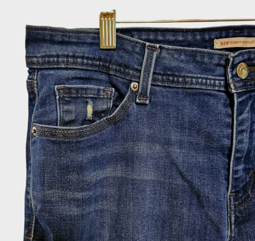 Levi's 529 Curvy Bootcut Jeans Damen Low Rise Stretch Denim Distressed 33 LESEN - Bild 2 von 12