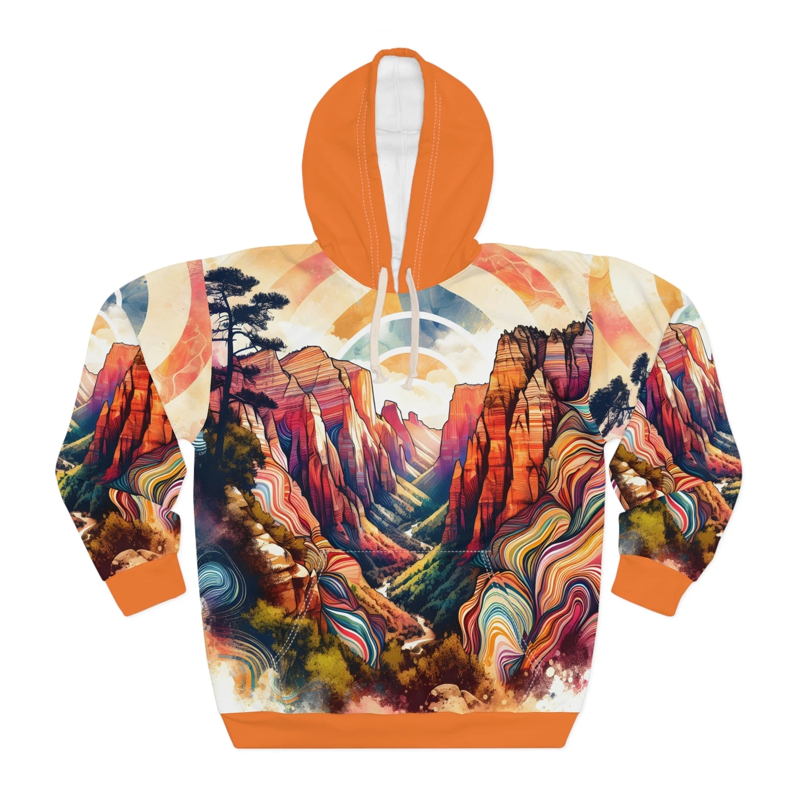 Angels Landing All-Over Print Hoodie Outdoor Adventure Apparel Travel Wear