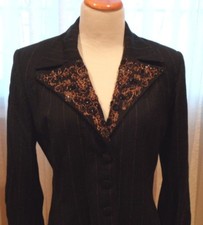 IRIS 2PC LADIES PANT SUITE VERY ELEGANT BEADED DETAILS ON LAPEL, WIDE PANTS