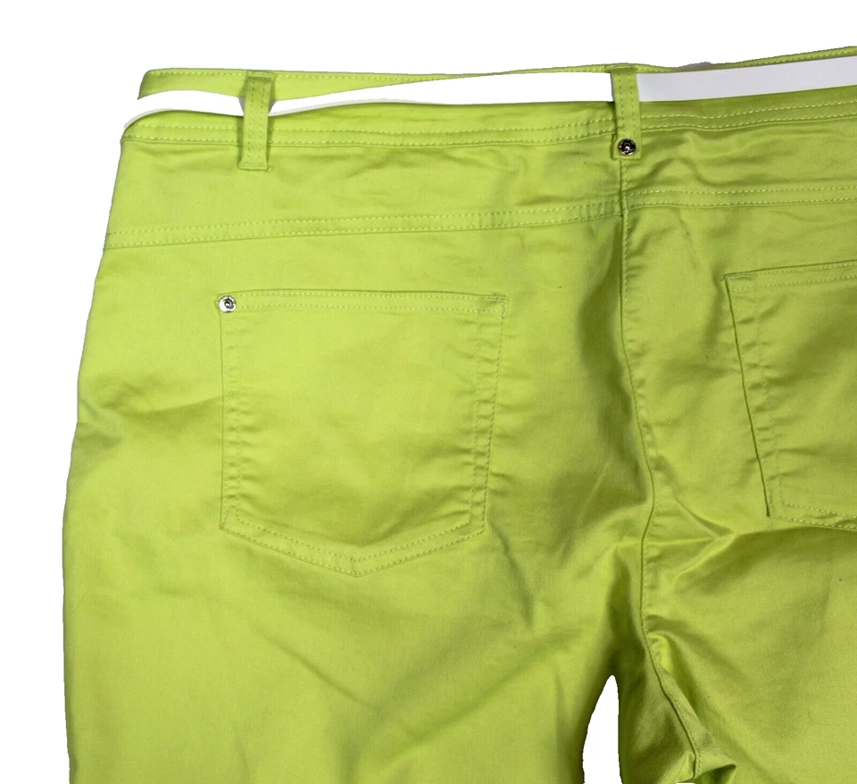 C&A CANDA Damen Stretch Hose mit Gürtel neongrün Sommer Gr. 48 Übergröße - Bild 3 von 4