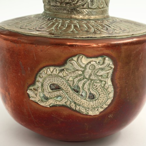 Tibetan Teapot in Copper and White Metal with Dragon Motifs - Picture 21 of 24